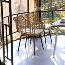 Nordlys Set Of 2 Metal And Rattan Dining Chairs Exotic Boho Dining Room - thumbnail 4
