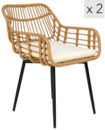 Nordlys Set Of 2 Metal And Rattan Dining Chairs Exotic Boho Dining Room - thumbnail 2