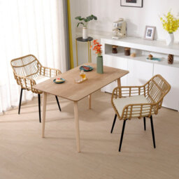 Nordlys Set Of 2 Metal And Rattan Dining Chairs Exotic Boho Dining Room - thumbnail 9