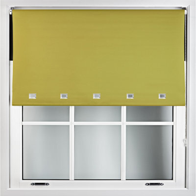 Furnished Blackout Roller Blinds With Square Eyelets And Metal Fittings- Green Trimmable (W)145Cm (L)165Cm