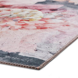 Floral Rose Black Luxurious Modern Abstract Easy To Clean Rug For Living Room Bedroom & Dining Room-120Cm X 170Cm - thumbnail 5