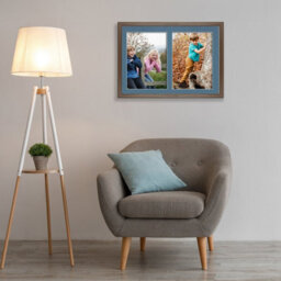 AK Frames 20X14 Walnut Sleek Multi Photo Frame With Pompadour Mount - Holds 2 Apertures (2X) A4 Photos - thumbnail 3