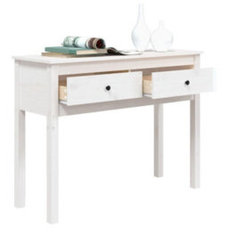 Berkfield Classic Console Table White 100X35X75 Cm Solid Wood Pine - thumbnail 5