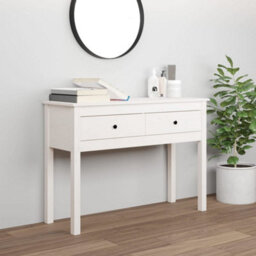 Berkfield Classic Console Table White 100X35X75 Cm Solid Wood Pine - thumbnail 2
