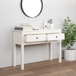 Berkfield Classic Console Table White 100X35X75 Cm Solid Wood Pine - thumbnail 3