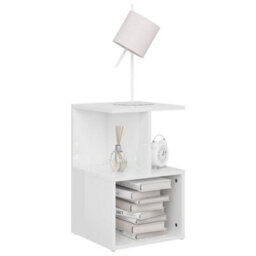 Berkfield Bedside Cabinets 2 Pcs High Gloss White 35X35X55 Cm Engineered Wood - thumbnail 3