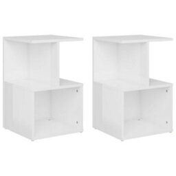 Berkfield Bedside Cabinets 2 Pcs High Gloss White 35X35X55 Cm Engineered Wood - thumbnail 2