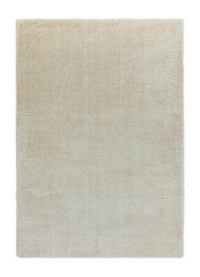 Beige Plain Luxurious Modern Shaggy Easy To Clean Rug For Bed Room Living Room And Dining Room-80Cm X 150Cm - image 1