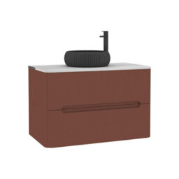 Royal Bathrooms Venice 800mm Terracotta Clay Wall Mounted Bathroom Countertop Vanity Unit 2 Drawer With Milan Black Basin - thumbnail 7