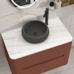 Royal Bathrooms Venice 800mm Terracotta Clay Wall Mounted Bathroom Countertop Vanity Unit 2 Drawer With Milan Black Basin - thumbnail 6