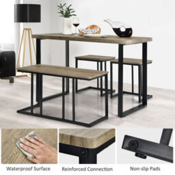 4-Piece Dining Table And Chair Set, Kitchen Table With Bench - thumbnail 3