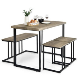 4-Piece Dining Table And Chair Set, Kitchen Table With Bench - thumbnail 1