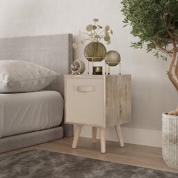 Urbn-Living Urbnliving 51Cm Height Antique Oak Wooden Cube Storage Bookcase Beige Inserts Scandinavian Pine Legs