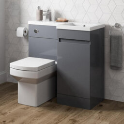 Aveli Bathroom Vanity Unit Basin Sink 900mm Toilet Combined Furniture Right Hand Grey - thumbnail 2