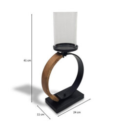 Modern Loop Candle Holder Lantern Ornament And Home Accessory In Black Powder Coat 43Cm Height - thumbnail 5