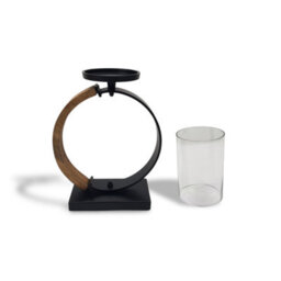 Modern Loop Candle Holder Lantern Ornament And Home Accessory In Black Powder Coat 43Cm Height - thumbnail 3