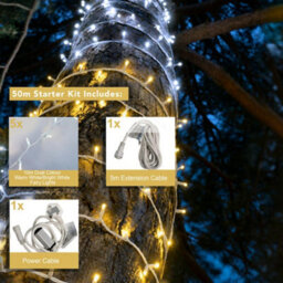 Christmas Tree World Crownvine 50M Dual Colour Fairy Lights Starter Set - 500 Leds Warm / Bright White - White Rubber Cable - thumbnail 2