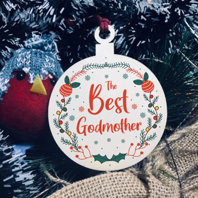 Red Ocean Best Godmother Christmas Bauble Tree Decoration Gift For Godmother Godparents - image 1