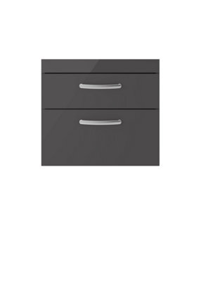 Nuie Hudson Reed Athena Wall Hung Vanity Unit, Durable Soft Close 2-Door, Modern Bathroom Cabinet Storage In Gloss Grey, 600mm - image 1