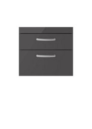 Nuie Hudson Reed Athena Wall Hung Vanity Unit, Durable Soft Close 2-Door, Modern Bathroom Cabinet Storage In Gloss Grey, 600mm - thumbnail 1