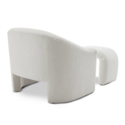 Boucle Teddy Fabric Accent Chair In White With Footstool - thumbnail 5