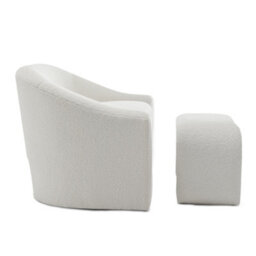 Boucle Teddy Fabric Accent Chair In White With Footstool - thumbnail 6