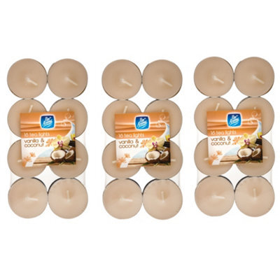Pack Of 48 Pan Aroma Colour Tea Lights Candles Vanilla & Coconut - image 1
