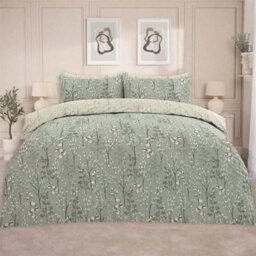 Ohs Willow Reversible Floral Bedding Set Duvet Cover With Pillowcase, Sage - Double - thumbnail 1