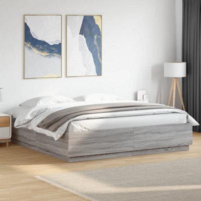 Berkfield Bed Frame Without Mattress Grey Sonoma 180X200 Cm Super King - image 1
