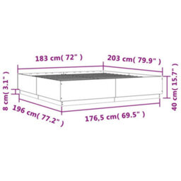 Berkfield Bed Frame Without Mattress Grey Sonoma 180X200 Cm Super King - thumbnail 9