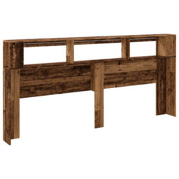 Berkfield Led Headboard Old Wood 220X18.5X103.5 Cm Engineered Wood - thumbnail 8