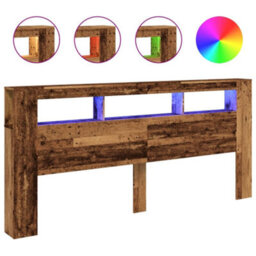 Berkfield Led Headboard Old Wood 220X18.5X103.5 Cm Engineered Wood - thumbnail 2
