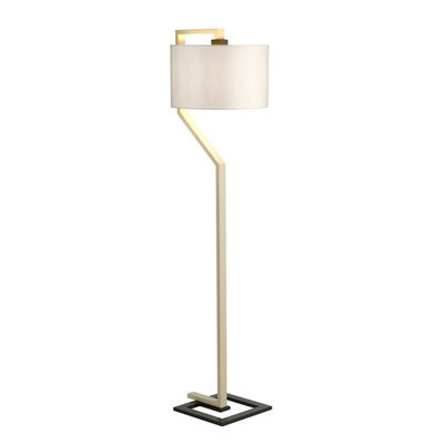Elegant Ivory Shade Floor Lamp With Cream And Dark Grey Base - Led Compatible E27 60W - image 1
