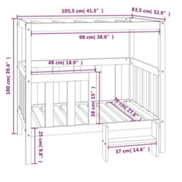 Vidaxl Dog Bed White 105.5X83.5X100 Cm Solid Wood Pine - thumbnail 3