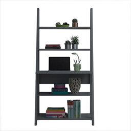 Timber Art Design Riva Retro Ladder Bookcase Desk Shelving Shelf Unit 5 Tier Dark Grey - thumbnail 3