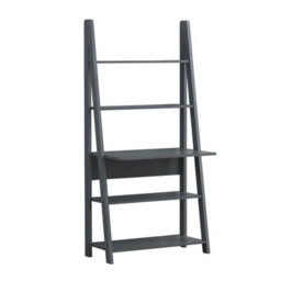 Timber Art Design Riva Retro Ladder Bookcase Desk Shelving Shelf Unit 5 Tier Dark Grey - thumbnail 2