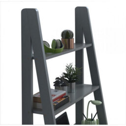 Timber Art Design Riva Retro Ladder Bookcase Desk Shelving Shelf Unit 5 Tier Dark Grey - thumbnail 5