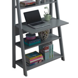 Timber Art Design Riva Retro Ladder Bookcase Desk Shelving Shelf Unit 5 Tier Dark Grey - thumbnail 4
