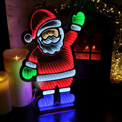 Samuel Alexander 56Cm Infinity Light Up Standing Santa Christmas Decoration With Multi Coloured Leds On Metal Base - image 1