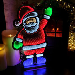 Samuel Alexander 56Cm Infinity Light Up Standing Santa Christmas Decoration With Multi Coloured Leds On Metal Base