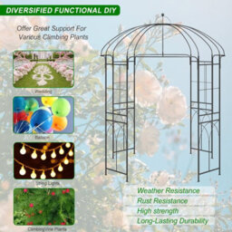 Gr8 Garden Metal Garden Rose Arch Trellis Bird Cage Shape Arbour Gazebo Pergola Pavilion - thumbnail 8