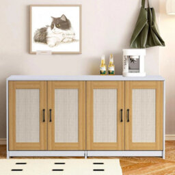 Double Cat Litter Box Enclosure Large Wooden Hidden Litter Cabinet - thumbnail 3