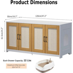 Double Cat Litter Box Enclosure Large Wooden Hidden Litter Cabinet - thumbnail 2
