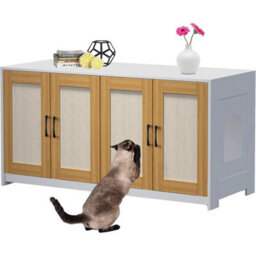 Double Cat Litter Box Enclosure Large Wooden Hidden Litter Cabinet