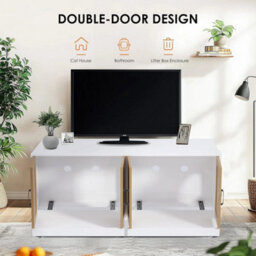 Double Cat Litter Box Enclosure Large Wooden Hidden Litter Cabinet - thumbnail 4