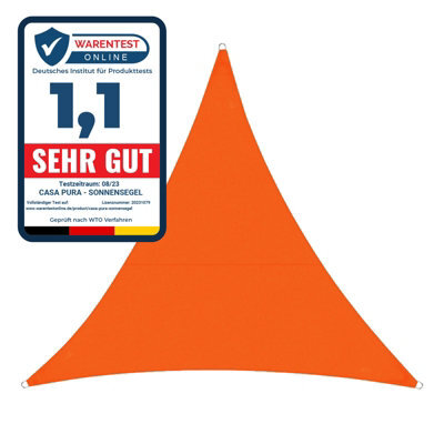 Floordirekt Casa Pura Triangular Polyester Sun Shade Sail Uv Weatherproof Water Repellent Garden Balcony Orange 3.6 X 3.6 X 5.1 M - image 1