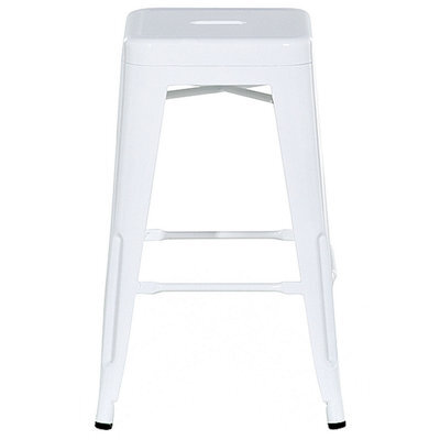 Wyld And Coco White 60Cm Stackable Industrial Bar Stools Set Of 2 - Counter Height - image 1