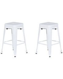 Wyld And Coco White 60Cm Stackable Industrial Bar Stools Set Of 2 - Counter Height - thumbnail 3