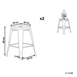 Wyld And Coco White 60Cm Stackable Industrial Bar Stools Set Of 2 - Counter Height - thumbnail 4