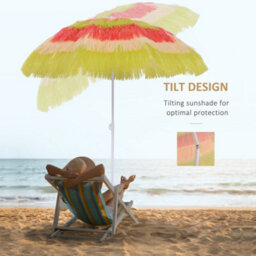 Outsunny Garden Patio Hawaii Beach Sun Umbrella Sunshade Outdoor Folding Tilting Parasol - thumbnail 6